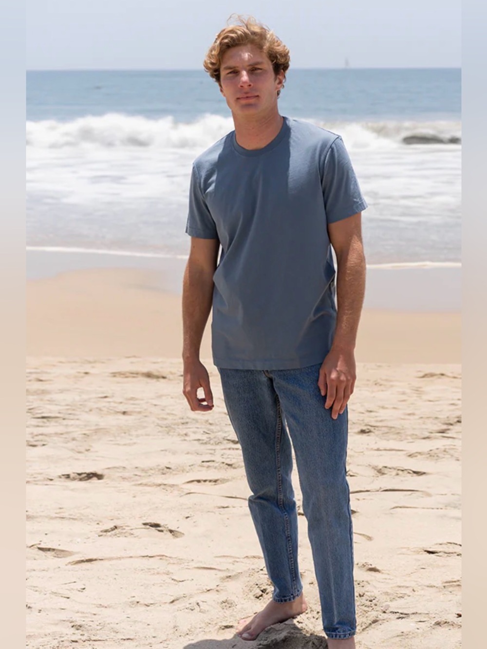 The Classic T Shirt Company size L slate blue t-shirt organic cotton athletic